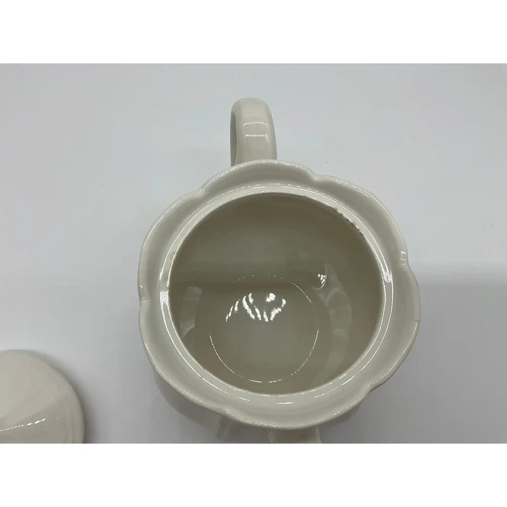 Vintage Sugar Bowl‎ Unisex OS White Scalloped Ceramic Lidded Tea Service